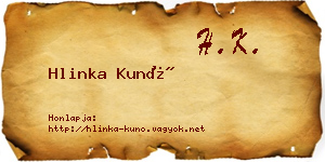 Hlinka Kunó névjegykártya